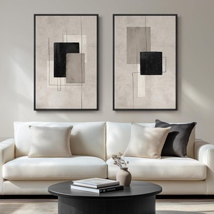 Juego de 2 Piezas de Arte Mural de Porcelana de Cristal con Marco de Aluminio, <span class=keywords><strong>Pintura</strong></span> Decorativa Moderna Abstracta Boho Minimalista, Venta al Por Mayor - Product Image 1