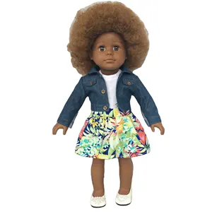 बनाने ग्राहक के लोगो 18 "अमेरिकी शैली लड़की गुड़िया दक्षिण अफ्रीकी/18 इंच vinyl गुड़िया/vinyl अफ्रीकी अमेरिकी गुड़िया