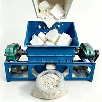 Machine à broyer la mousse EPS, broyeur de déchets de mousse à double arbre pour le recyclage des déchets de mousse EPS, XPS, EPE