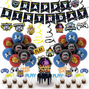 Bannière moderne <span class=keywords><strong>de</strong></span> style bleu personnalisée, ensemble <span class=keywords><strong>de</strong></span> ballons, <span class=keywords><strong>d</strong></span>écoration <span class=keywords><strong>de</strong></span> fête pour enfants avec dessin animé sur le thème du <span class=keywords><strong>jeu</strong></span>, vente en gros - Product Image 1