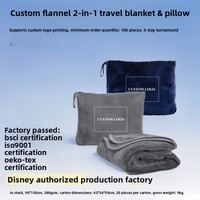 Couverture de voyage compacte, couverture d'avion portable, pliable, 2 en 1, ensemble d'oreiller de voyage lesté avec logo personnalisé pour les vols