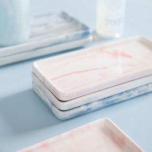 طبق عشاء فاخر من السيراميك الرخامي للمنزل، طبق بورسلين مستطيل لعرض الحلويات والوجبات الخفيفة في حفلات الزفاف - Product Image 5