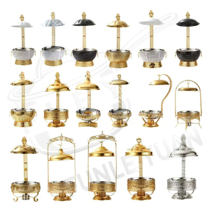 FLEY Réchaud <span class=keywords><strong>à</strong></span> alcool <span class=keywords><strong>en</strong></span> acier inoxydable 8L doré avec couvercle et support pour banquets, réceptions et traiteurs - Product Image 2