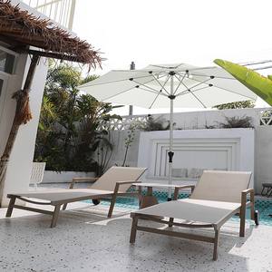 Chaise longue en bois de Polyester, accoudoir en tissu de piscine de jardin extérieur - Product Image 4