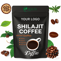 Café aux champignons instantané à marque privée OEM, extrait de Shilajit, superaliments, champignons Reishi, Crinière de lion, Chaga, poudre enrichie en vitamines