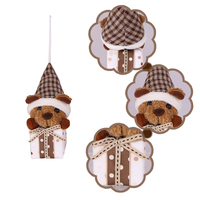 Maßgefertigte Schokoladenbraune Keks-Bären Süßigkeiten-Ornamente Großpackung Mini 5*2,5*2,5 Zoll Niedliche Polyester Weihnachtsbaum-Hängedekoration