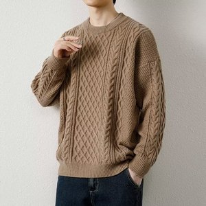 Pull en maille torsadée rouge <span class=keywords><strong>de</strong></span> haute qualité pour homme, idéal pour l'hiver, style Cleanfit, à porter seul ou en sous-vêtement - Product Image 5