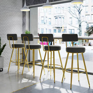 New Home Metal Luxury Gold Velvet Kitchen Cheap Modern Stools High <b>Chair</b> for Restaurant Bar Counter - Product Image 6