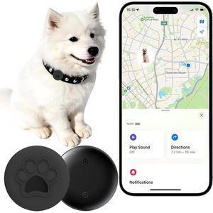 Dczsdjt Traceur intelligent pour animaux de compagnie, GPS Bluetooth, suivi en temps réel pour collier de chien, toutes races, silicone noir, compatible iOS - Product Image 1