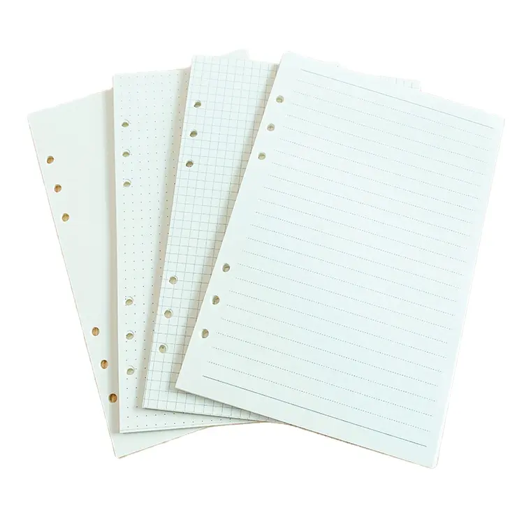 6-Hole Losbladige Notebook Refill Papier A5/A6 Hand Account Binnenpagina Horizontale Lijn Vierkante Custom binnenpagina 'S Notebook