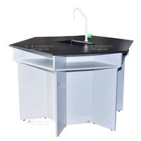 Table de laboratoire de salle de classe d'université d'école mobile de panneau de résine de Offres Spéciales avec l'évier