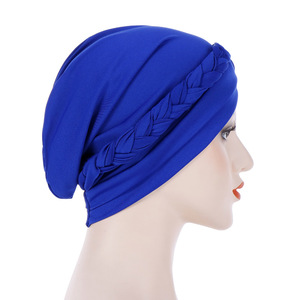 Q514 Musulman Femmes Stretch Coton Tresse Turban <span class=keywords><strong>Chapeau</strong></span> Écharpe <span class=keywords><strong>Cancer</strong></span> Chimio Bonnets Casquettes Hijab Chapeaux Tête Wrap D'autres Chapeaux - Product Image 4