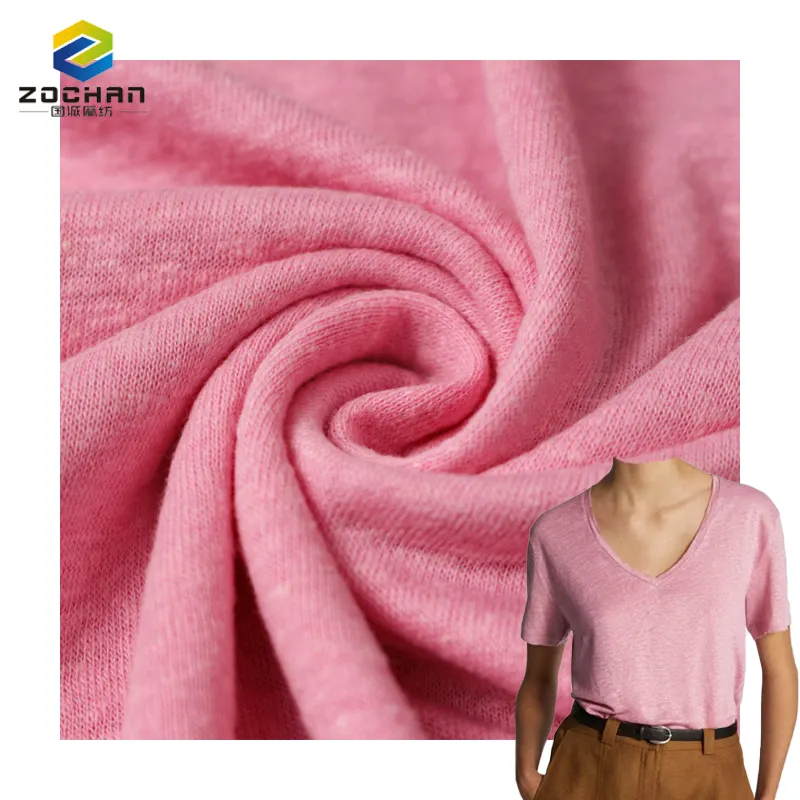 Переработанная текстильная 55% льняная 45% из переработанного полиэстера, трикотажная дышащая ткань для одежды