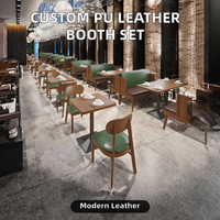 Banquette de restaurant moderne en cuir PU sur mesure avec dossier haut, canapé commercial, ensemble table à manger avec structure en bois pour centre commercial et hôtel