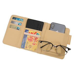 Accesorios multifuncionales para Interior de coche, bolsillo de almacenamiento, tarjeta de cuero Pu, soporte para gafas de sol, organizador de visera con bolsillo - Product Image 5