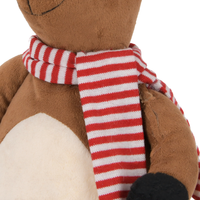 Renne en peluche marron de 20 pouces avec bois de cerf rouges et écharpe rayée, décoration de Noël pour magasins, vente en gros