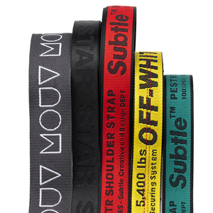 Emboss anyaman rajut pola <span class=keywords><strong>Jacquard</strong></span> logo daur ulang nilon tebal pita sabuk tali untuk kerah anjing ransel bagasi tas anyaman