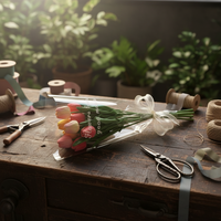 Sacs d'emballage personnalisés en BOPP pour bouquets, manchons transparents pour pots de fleurs avec trous d'aération, emballage pour roses et hibiscus