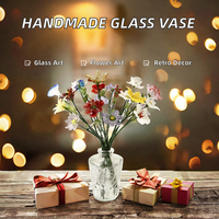 Vase en verre artisanal Zibo, écologique, avec fil de fer, simulation de fleur de naissance, décoration de Noël pour la maison et le bureau