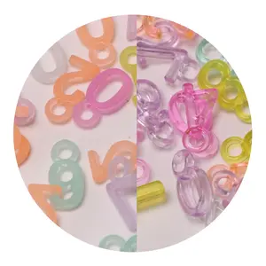 500件彩色果冻哑光塑料混合字母珠子吊坠饰品饰品制作DIY手镯耳环配件