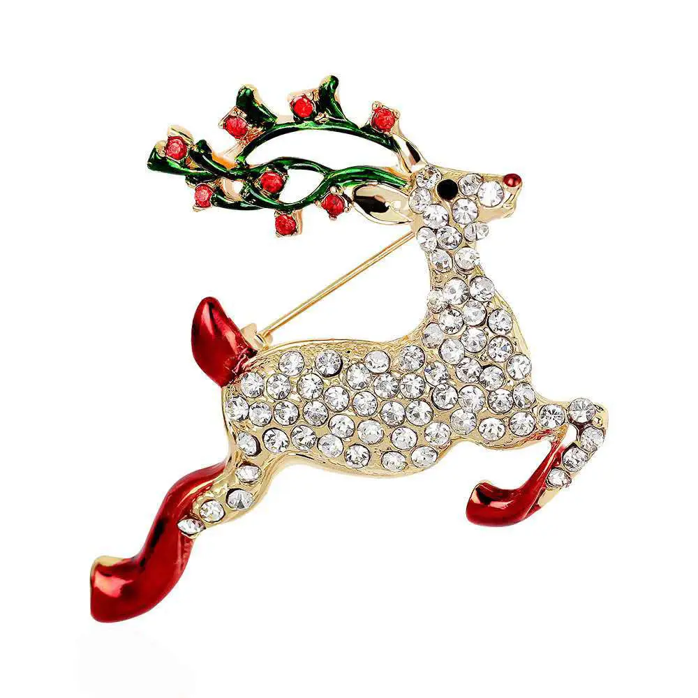 クリスマス手作りエルクブローチトナカイ鹿胸スーツアクセサリードロップオイル女性鹿ブローチ