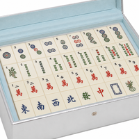 Boîte de rangement portable pour tuiles de mahjong en cuir PU, avec logo personnalisé, OEM, vente en gros, intérieur en velours, fermeture à pression