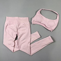 Ensemble 2 pièces pour femme : Soutien-gorge de sport asymétrique et Legging de yoga taille haute côtelé rembourré, pour la gym et l'entraînement, 25 couleurs