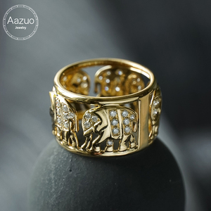 Aazuo Fine Jewelry 18K Solid Yellow Gold Natural Diamonds Certified Fashion Vintage Ring <b>Gift</b> Woman's High-end Banquet Party - Product Image 1