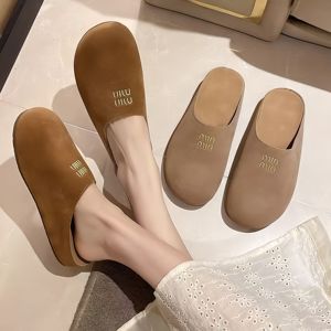 Femmes rétro Birkenstocks demi pantoufles automne/hiver décontracté bout fermé fond souple en cuir fond épais Mule - Product Image 1