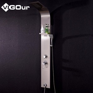 Sistema de Ducha de Lluvia con Panel, Torre, Jets de Masaje Corporal, Rociador de Mano y Estantes para Ducha - Product Image 5