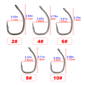 50 pièces par boîte <span class=keywords><strong>Hirisi</strong></span> Hameçons de pêche à la carpe enduits de PTFE avec hameçon micro-barbelé en acier à haute teneur en carbone Accessoires de pêche 8029 - Product Image 2
