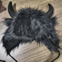 Chapeau en fourrure de vache moelleux en forme de corne, style Bull Demon King, personnalisable en couleur et étiquettes, pour homme et femme, idéal pour l'hiver et la protection des oreilles
