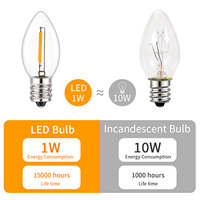 Couverture en verre transparent C7 E12, base de lampe 120V 1W, mini ampoule LED 2700K, lampe de décoration vintage LED, FMT-C7