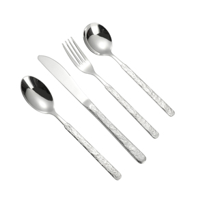 Set <span class=keywords><strong>di</strong></span> Posate Moderno <span class=keywords><strong>di</strong></span> Lusso Ecologico, Elegante Servizio da Tavola con Manico Effetto <span class=keywords><strong>Pietra</strong></span> Striata, Acciaio Inossidabile Lucido Opaco Argento - Product Image 6