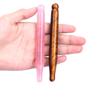 Pluma de acupuntura de jade Natural, palo de masaje de cuarzo rosa, reflexología facial, raspado de piedra de ojo de Tigre, masaje ocular, guasha - Product Image 2