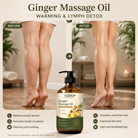 Huile de massage gingembre et arnica marque privée - Huile corporelle chauffante pour les douleurs musculaires et articulaires, détox lymphatique, aromathérapie gingembre spa