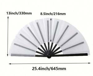 Promoción: Abanico de mano musical plegable de 13 pulgadas, estilo ángel, clásico KONGFU, para bricolaje, arte folclórico, con varillas de plástico, de poliéster, en blanco para sublimación - Product Image 2