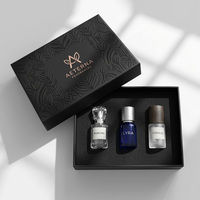 Boîte de test pour flacon de parfum en verre avec insert en EVA noir à 2 compartiments, design personnalisé en relief, pour huile essentielle et parfum