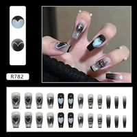 24 Pièces Ongles à Coller de Haute Qualité avec Gel, Faux Ongles Marque Privée, Ongles Acryliques Personnalisés Couverture Complète, Vente en Gros