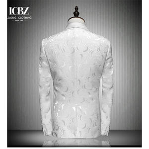 Costume robe hommes mince Version coréenne marié mariage Photo Studio Performance hôte blanc brodé costume trois pièces costume - Product Image 2