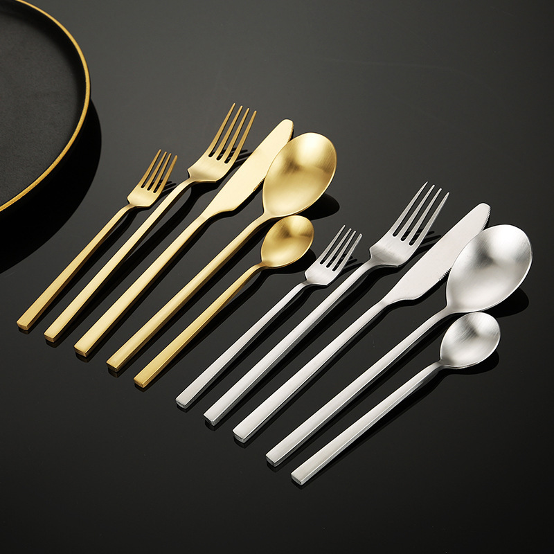 18/0 Stainless Steel Bulk Gold Wedding Matte Cutlery Flatware Set 5 Piece Set Knife Spoon Fork Modern for Hotels Restaurants · image 5
