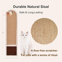 Griffoir mural pour chat 3 en 1 en sisal avec brosse auto-nettoyante et jouet suspendu pour une installation facile et gain de place