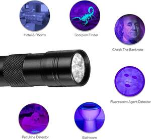Linterna UV MINI al por Mayor, 9 LED, Linterna de Luz Ultravioleta de 395NM con Batería AAA - Product Image 6