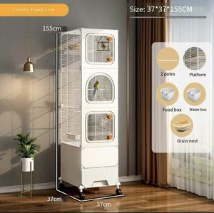 Gabbia Speciale Sky-high Mansion per Pappagalli Crassali, Vassoio di Alimentazione in Plastica Anti-Spruzzo, Pannello Rimovibile per Facile Pulizia, Pieghevole - Product Image 5