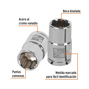 Juego de llaves de vaso de 12 puntas de 6 9/16 pulgadas, con accionamiento de 1/2 pulgada, TRUPER - Product Image 2