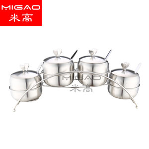 Estante giratorio para especias de acero inoxidable Migao, juego de 3 frascos con tapas y cucharas para almacenamiento en la cocina - Product Image 2