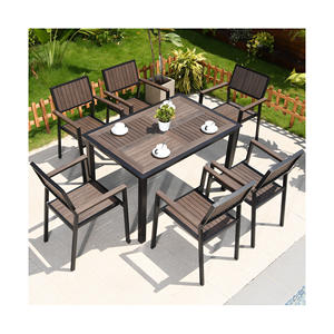 Conjunto de Comedor para Exterior con Mesas y Sillas de Plástico y Madera para Hotel y Playa a Precio de Fábrica - Product Image 2