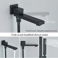 Robinet de douche dissimulé noir douche à effet pluie avec barre coulissante tourner bec inférieur mélangeur intégré baignoire douche pour salle de bain