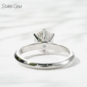 แหวนเพชรแล็บไดมอนด์ ทองคำขาว 18K แบบคลาสสิก หกหนามเตย ทรงกลม บริลเลียนต์คัต แหวนเพชรเดี่ยว - Product Image 3