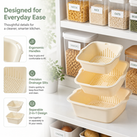 Évier de lavage de fruits et légumes double couche multifonctionnel réglable et peu encombrant pour comptoir – Design unique